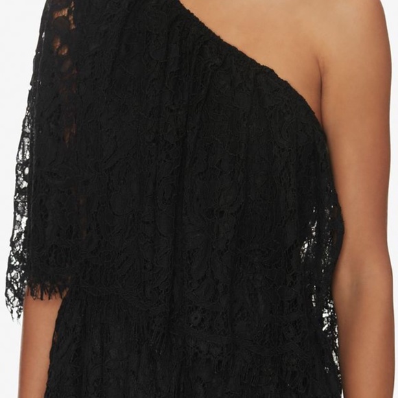 ALEXIS Maji One Shoulder Lace Dress in Black - Picture 3 of 4